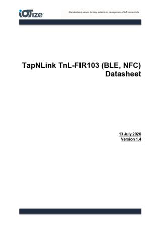   TapNLink TnL-FIR10x (BLE, NFC) Datasheet